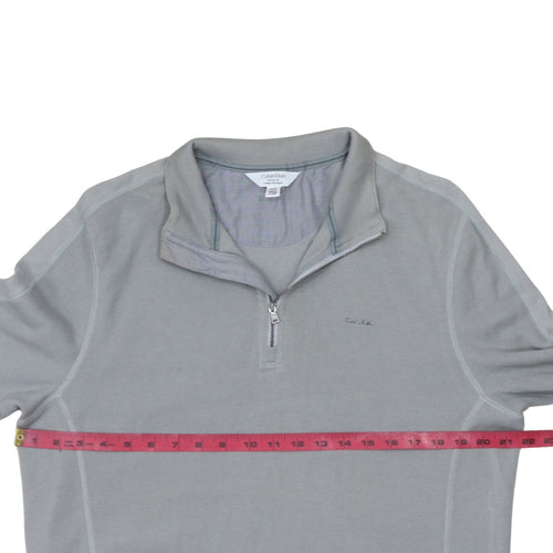 Calvin Klein Men's Grey Classic Fit 1/4 Zip Cotton Sweatshirt Size L