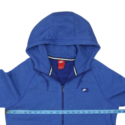Nike Men Blue Full Zip Hoodie L Sportswear Cotton Blend