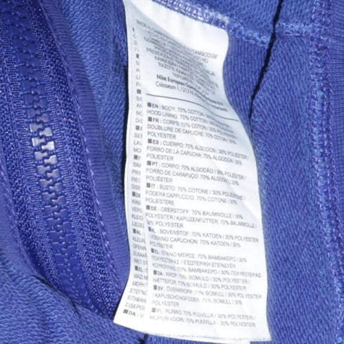 Nike Men Blue Full Zip Hoodie L Sportswear Cotton Blend