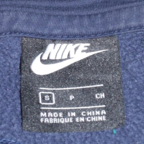 Nike Men's Blue Pullover Hoodie S Fleece Logo Sportswear