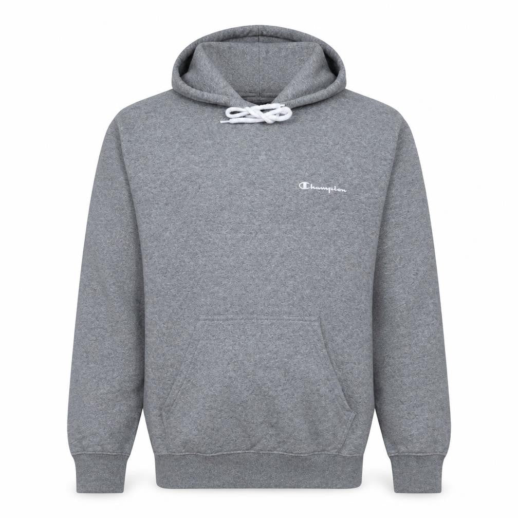 Front view of Champion Men's Grey Pullover Hoodie Large Regular Fit