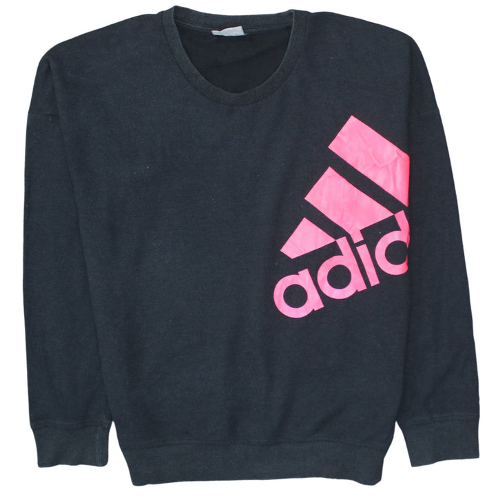 Adidas Women's Black Pink Logo Pullover Sweatshirt Size M 12-14