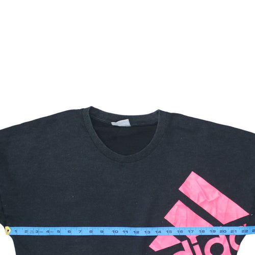 Adidas Women's Black Pink Logo Pullover Sweatshirt Size M 12-14
