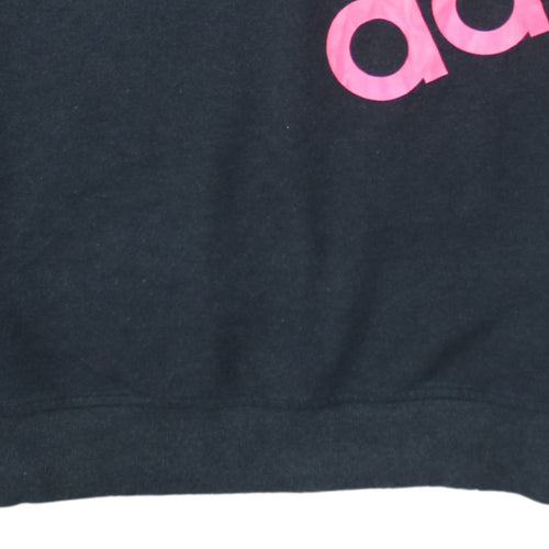 Adidas Women's Black Pink Logo Pullover Sweatshirt Size M 12-14