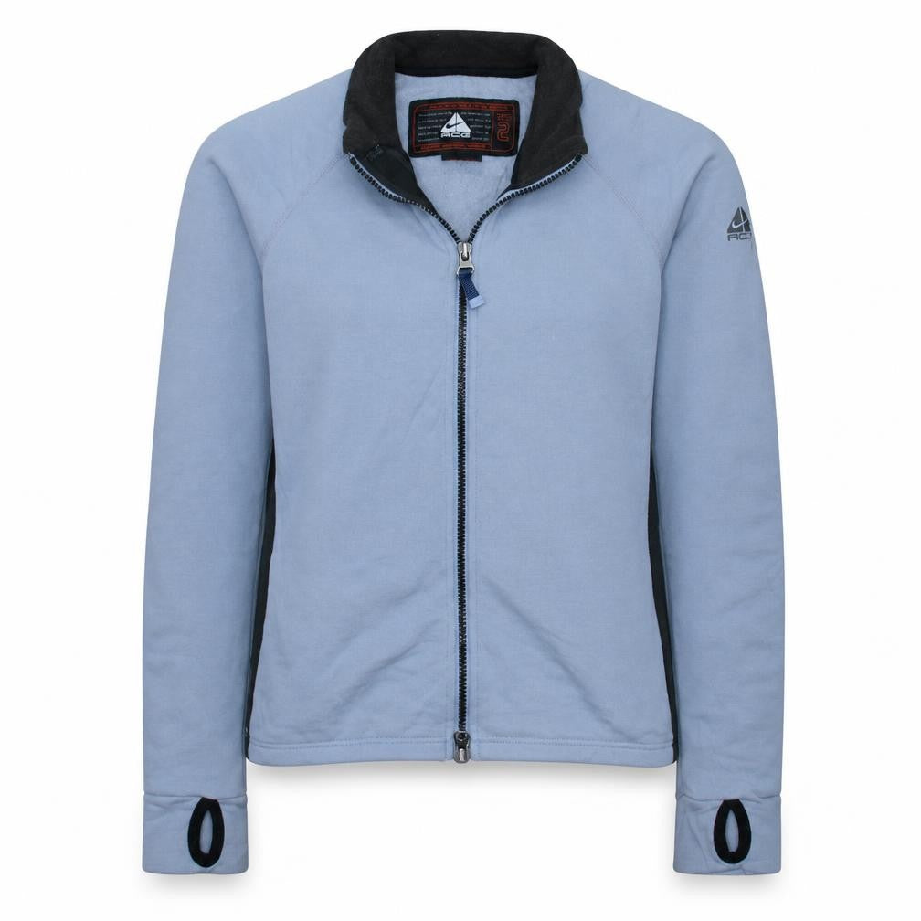 Front view of Nike ACG Women Blue Full Zip Thermal Sweatshirt, size M