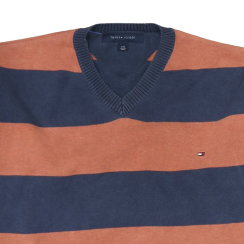 Tommy Hilfiger Men’s Multicoloured Cotton V-Neck Jumper L