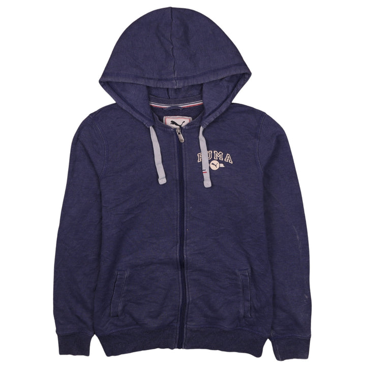 Puma Women Blue Full Zip Hoodie Size 12 Cotton Blend Casual