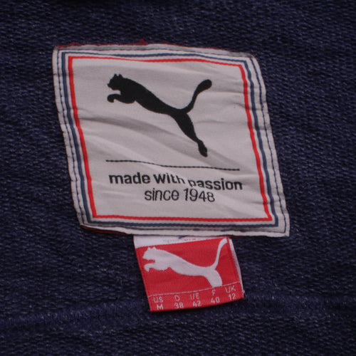 Puma Women Blue Full Zip Hoodie Size 12 Cotton Blend Casual