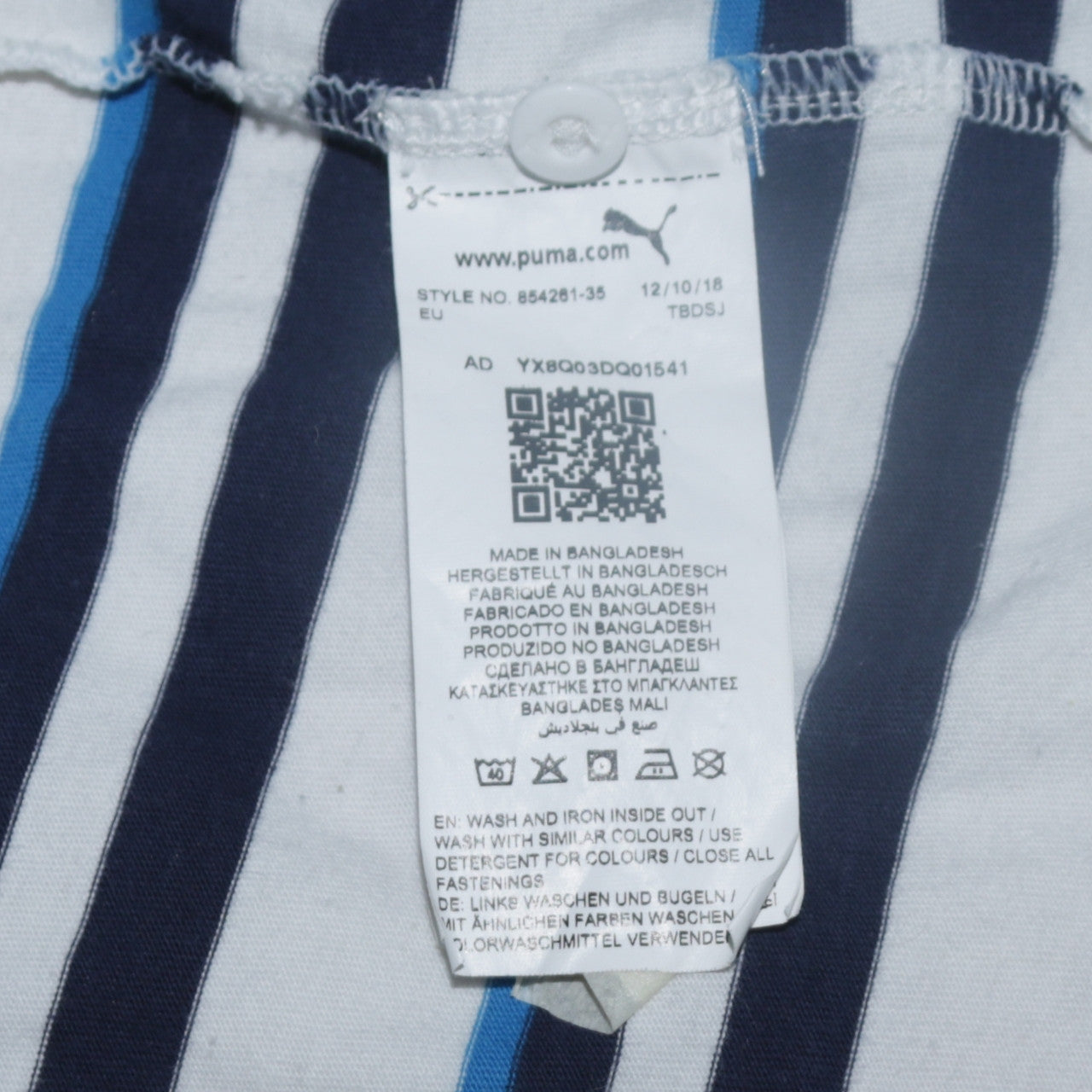 Puma Men's Blue Striped 2XL Cotton Polo Shirt