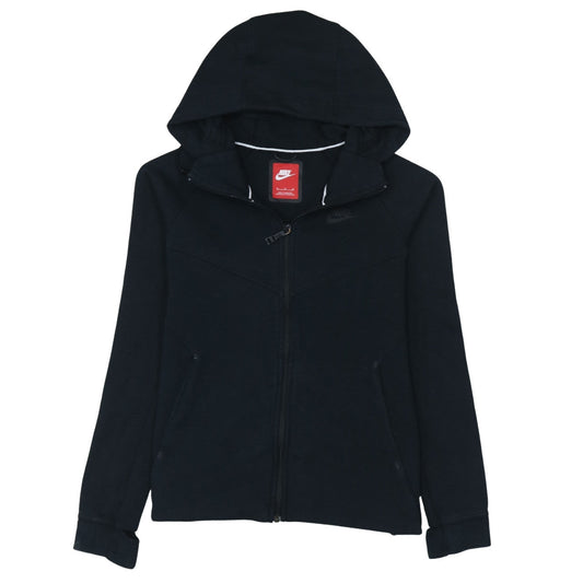 Nike Women Black Full Zip Hoodie Medium Cotton Blend Casual