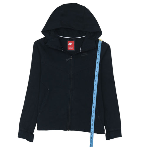 Nike Women Black Full Zip Hoodie Medium Cotton Blend Casual