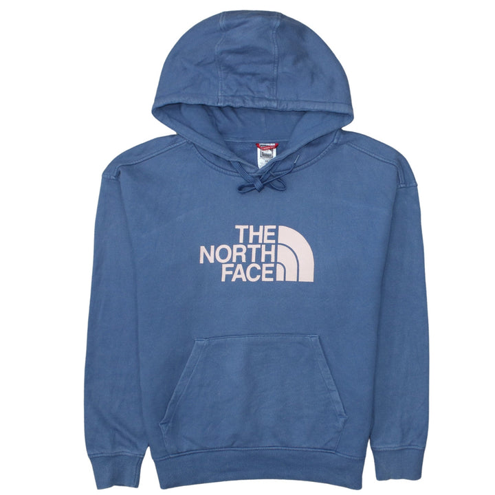 The North Face Womens Blue Pullover Hoodie Medium 100% Cotton Logo Casual