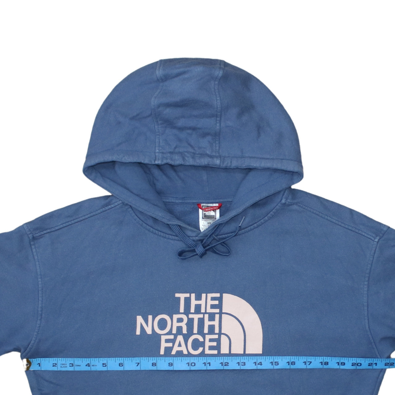The North Face Womens Blue Pullover Hoodie Medium 100% Cotton Logo Casual