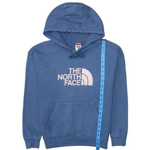 The North Face Womens Blue Pullover Hoodie Medium 100% Cotton Logo Casual