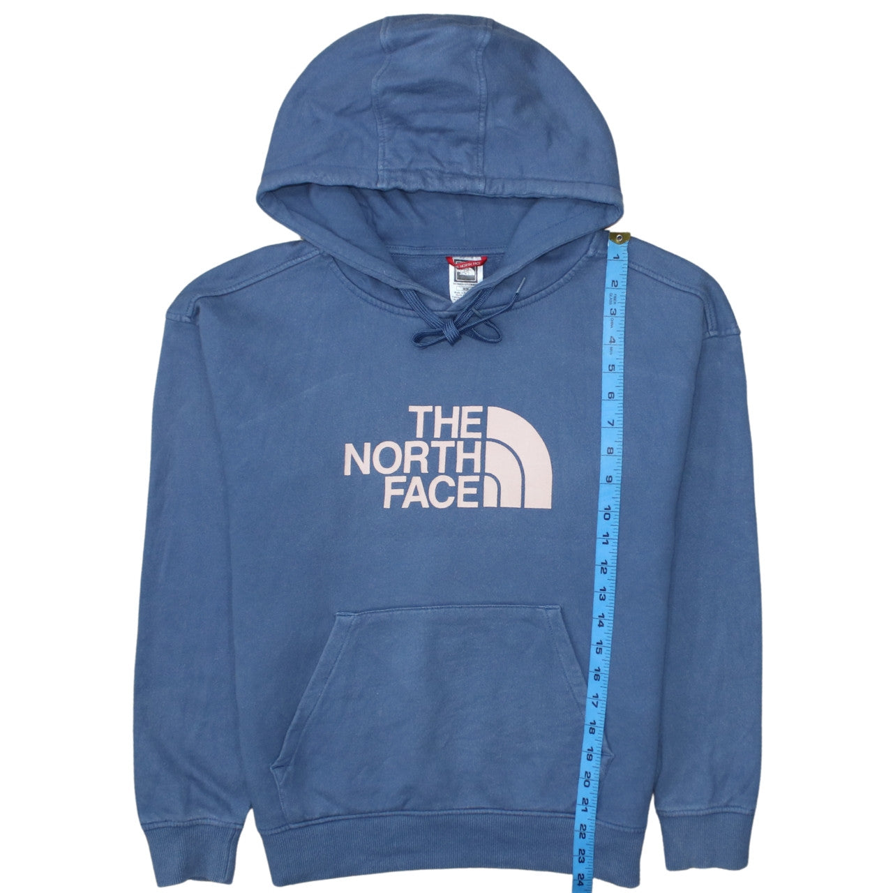 The North Face Womens Blue Pullover Hoodie Medium 100% Cotton Logo Casual