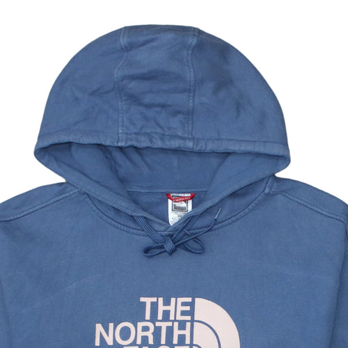 The North Face Womens Blue Pullover Hoodie Medium 100% Cotton Logo Casual