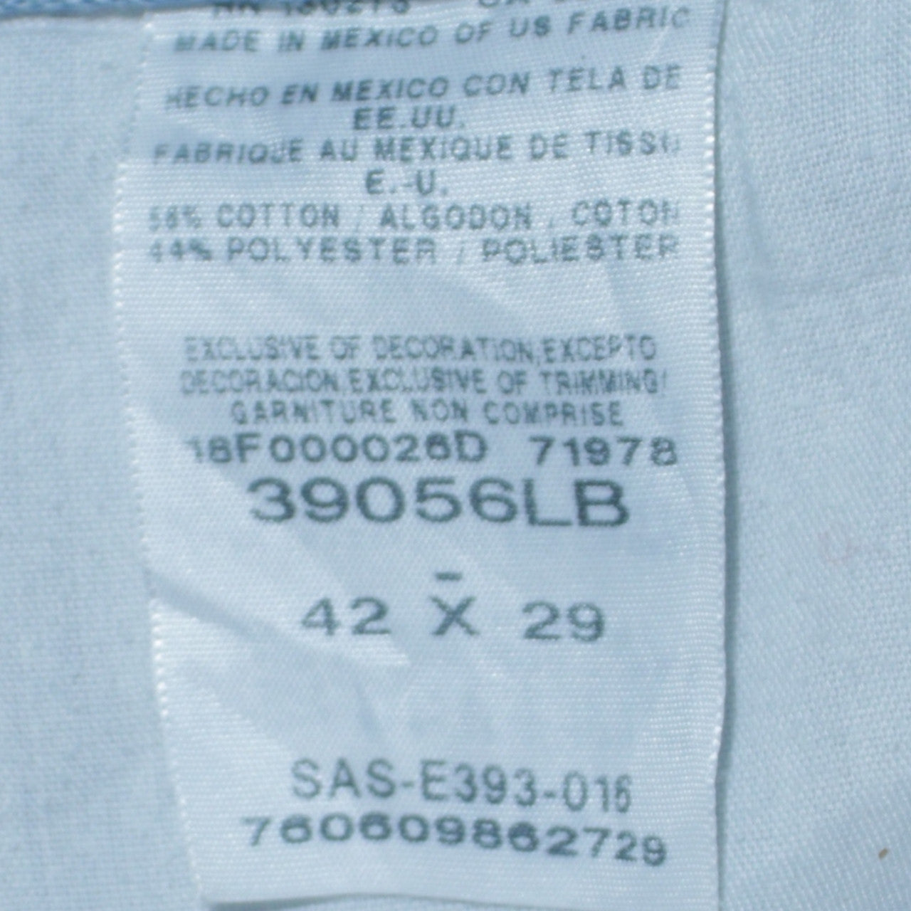 Wrangler Men's Blue 42x29 Straight Leg Light Wash Denim Jeans