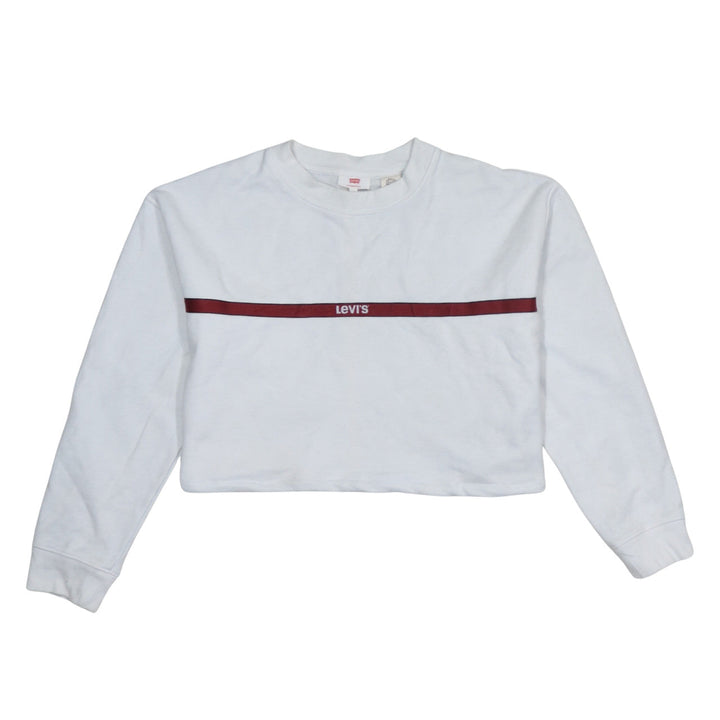 Levi's Women's White XS Pullover Sweatshirt with Red Logo Trim