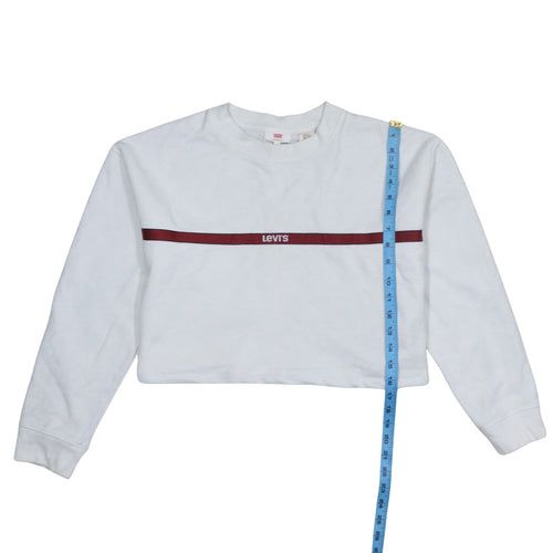 Levi's Women's White XS Pullover Sweatshirt with Red Logo Trim