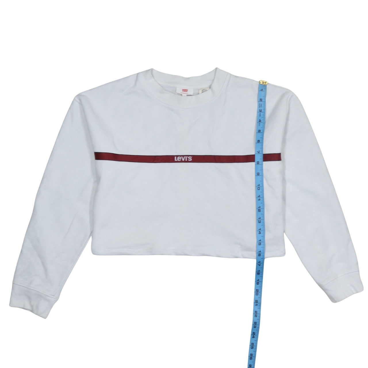 Levi's Women's White XS Pullover Sweatshirt with Red Logo Trim