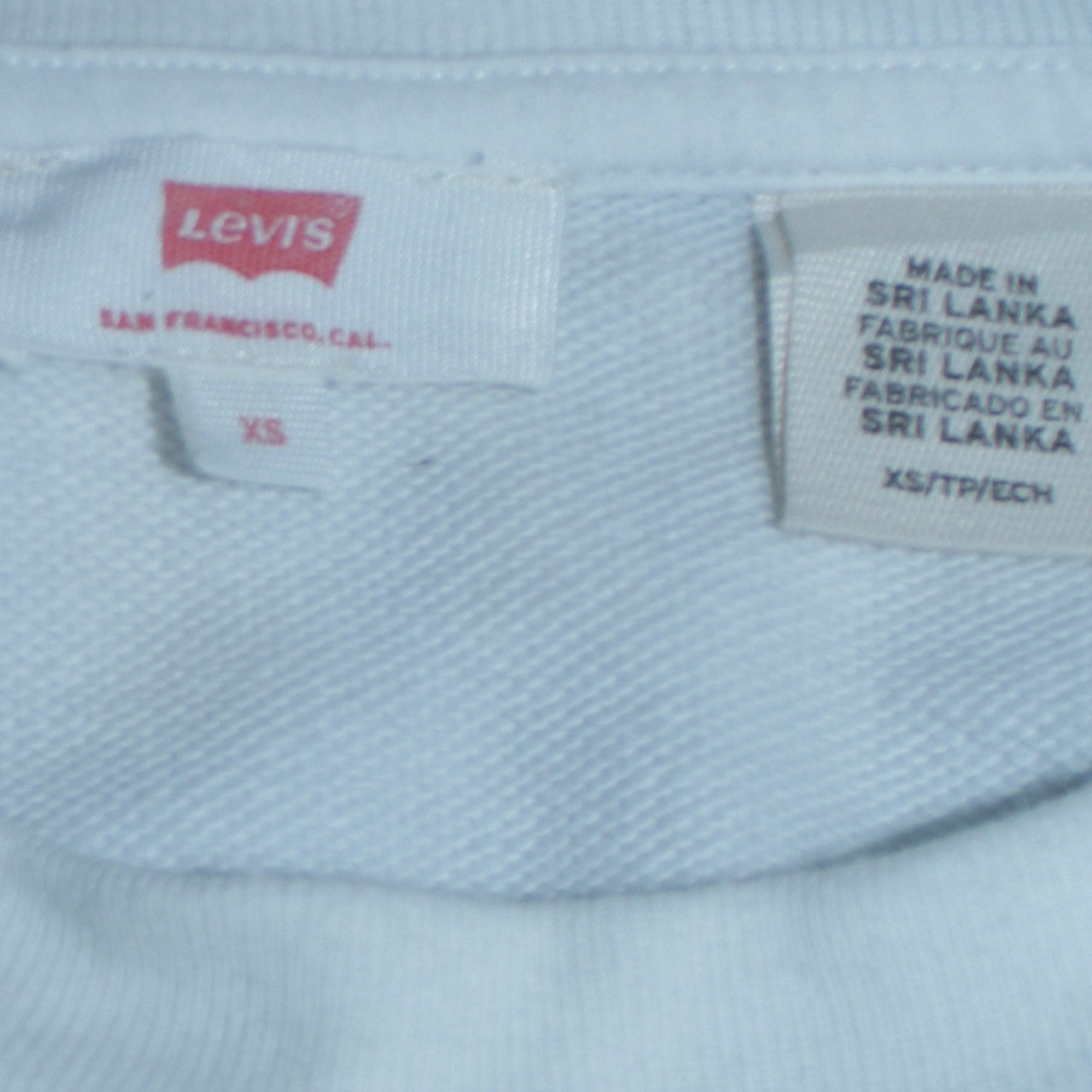 Levi's Women's White XS Pullover Sweatshirt with Red Logo Trim