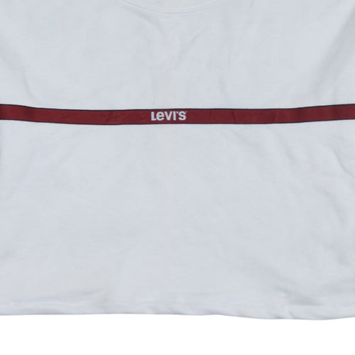 Levi's Women's White XS Pullover Sweatshirt with Red Logo Trim
