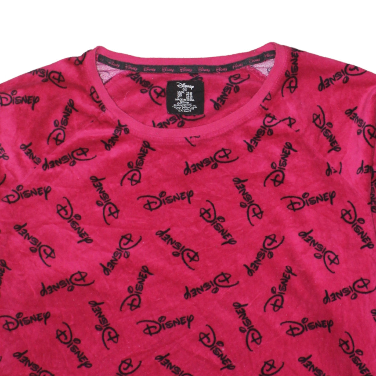 Disney Womens Pink Velour Long Sleeve Nightshirt XL