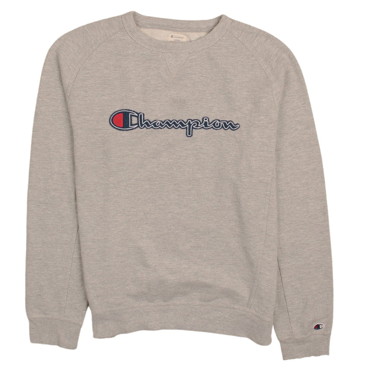 Champion Men's Grey Embroidered Logo Sweatshirt Size L