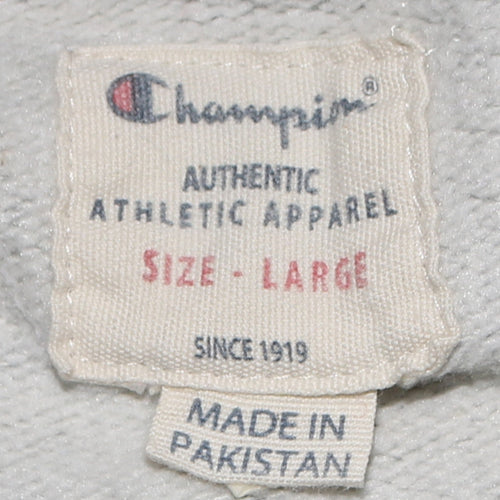 Champion Men's Grey Embroidered Logo Sweatshirt Size L