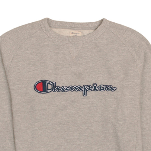 Champion Men's Grey Embroidered Logo Sweatshirt Size L