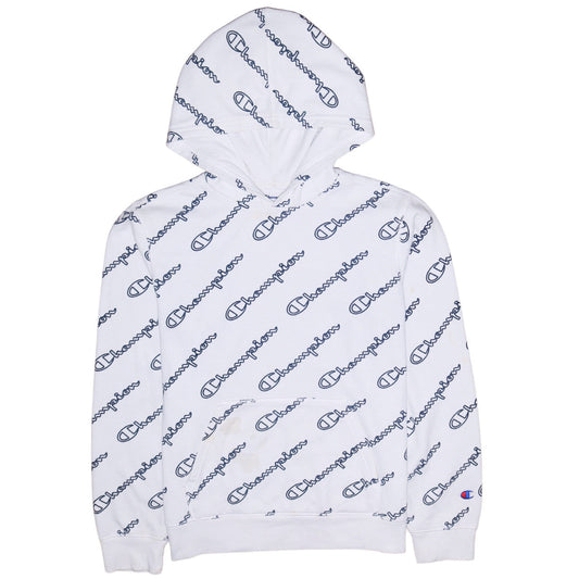 Champion Women's White XL Pullover Hoodie with Logo Print