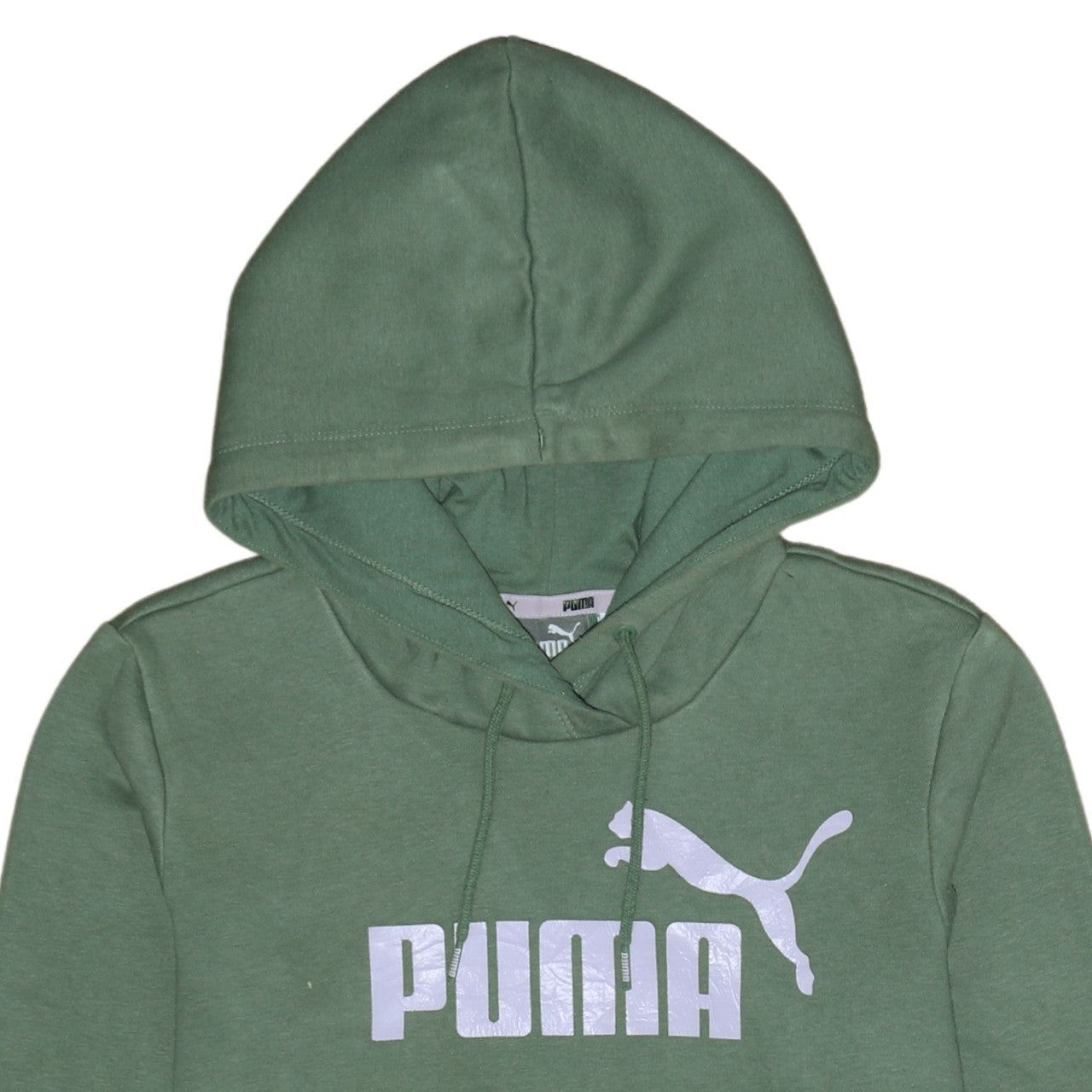 Puma Women Green Pullover Hoodie Size 10 Logo Print Cotton