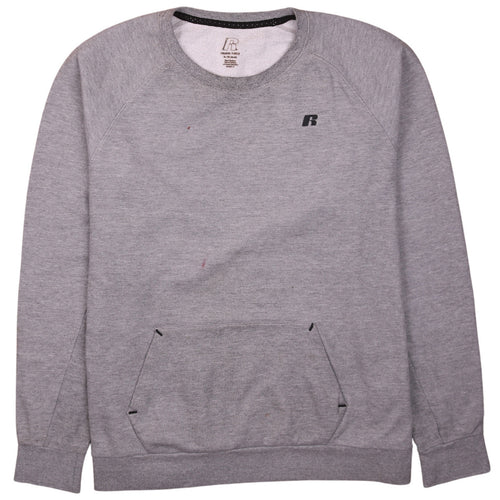 Russell Men's Grey XL Crew Neck Fleece Pullover Sweatshirt