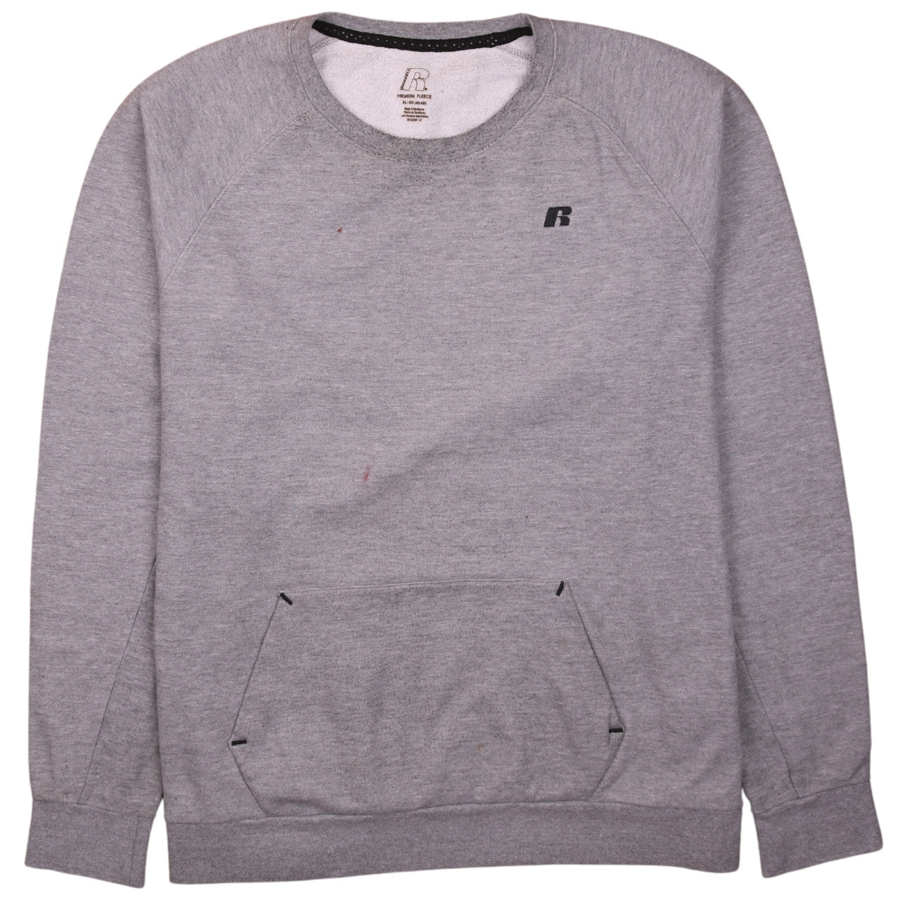 Russell Men's Grey XL Crew Neck Fleece Pullover Sweatshirt