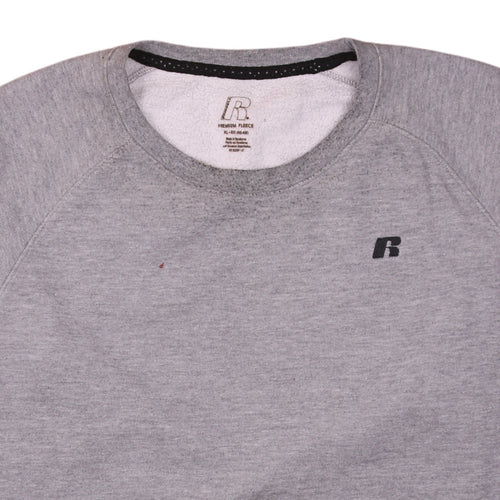Russell Men's Grey XL Crew Neck Fleece Pullover Sweatshirt
