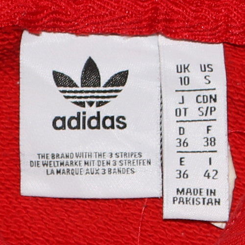 Adidas Womens Red Pullover Hoodie UK 10 Trefoil Logo Sweatshirt
