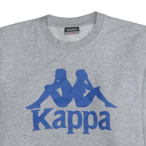 Kappa Men's Grey 2XL Pullover Sweatshirt with Blue Logo