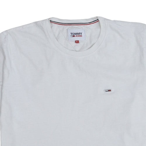 Tommy Jeans Men's White XL Classic Crew Neck Cotton T-Shirt