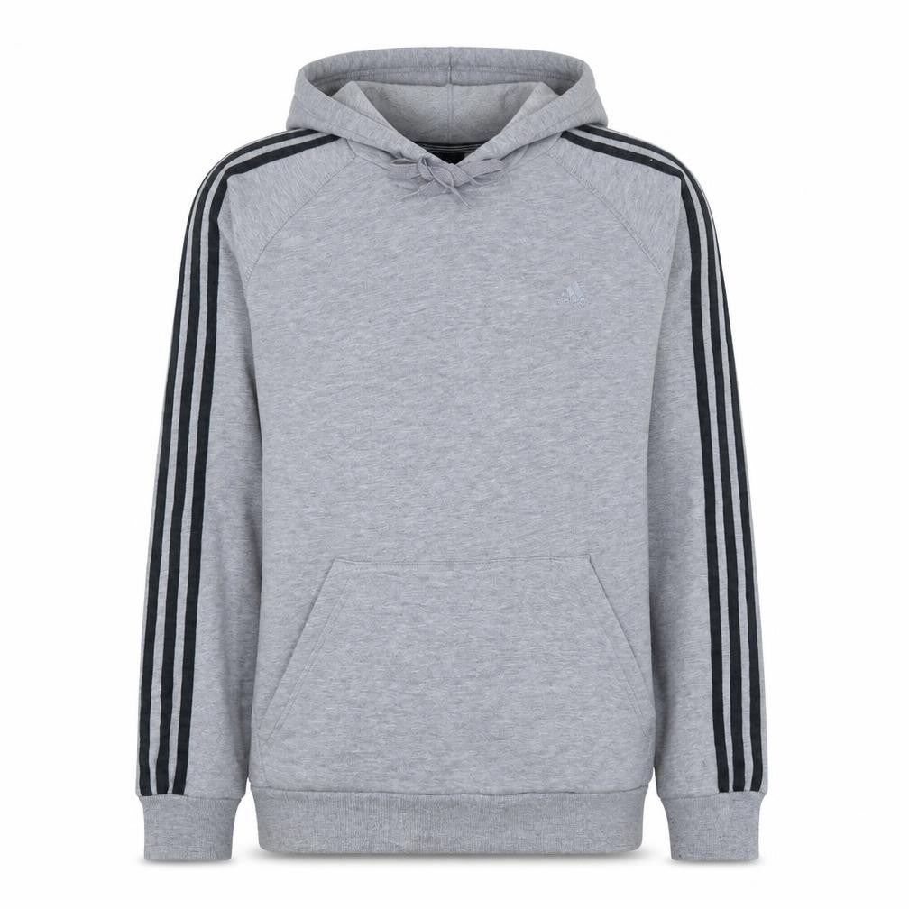 Front view of Adidas men’s grey pullover hoodie l regular fit sports sweatshirt