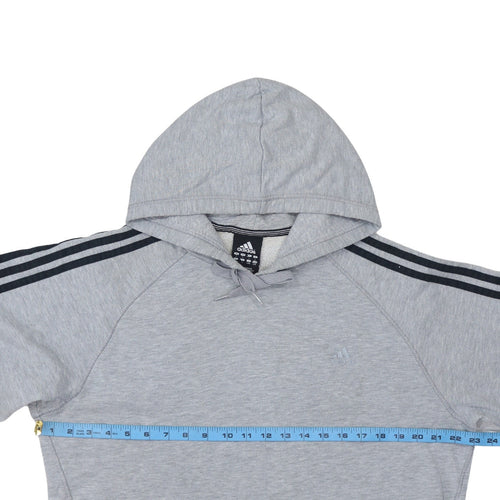 Adidas Mens Grey Pullover Hoodie L Regular Fit Sports Sweatshirt