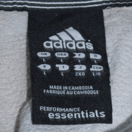 Adidas Mens Grey Pullover Hoodie L Regular Fit Sports Sweatshirt