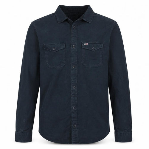 Tommy Jeans Men's Blue Cotton Long Sleeve Button-Up Shirt M
