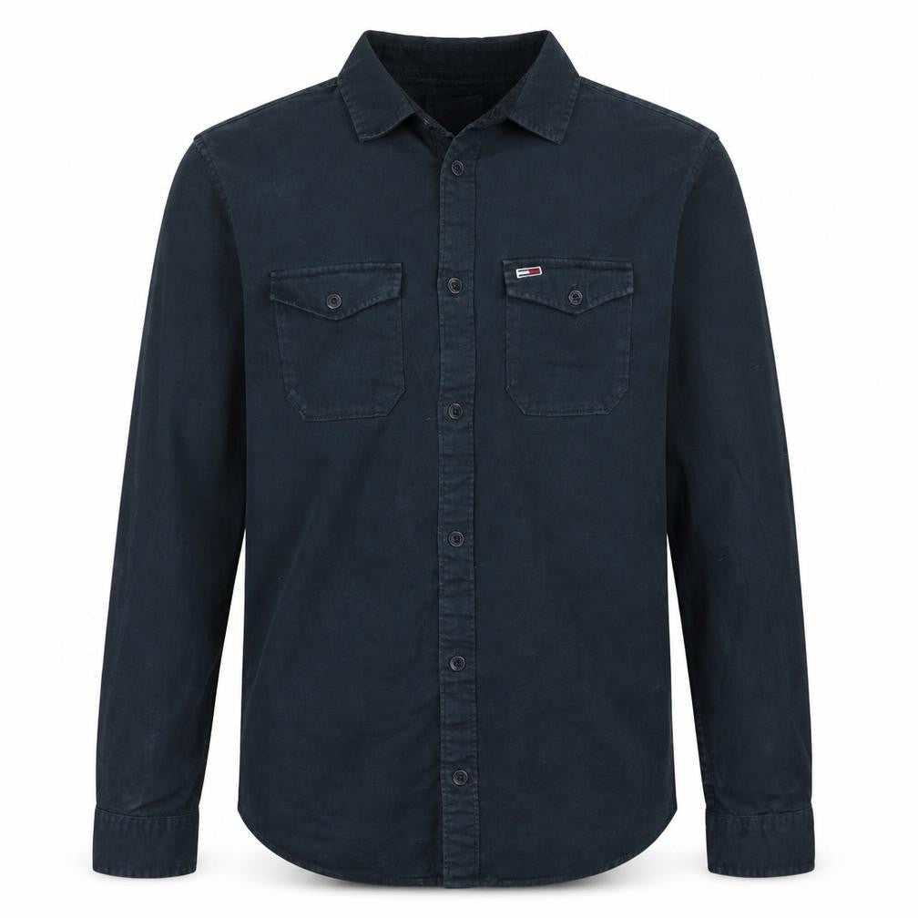 Tommy Jeans Men's Blue Cotton Long Sleeve Button-Up Shirt M