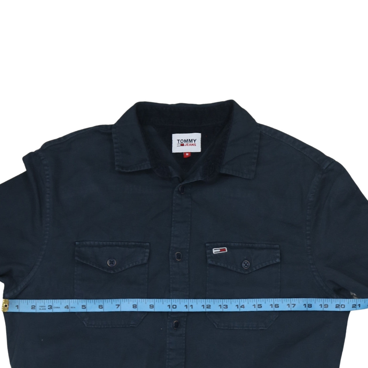 Tommy Jeans Men's Blue Cotton Long Sleeve Button-Up Shirt M