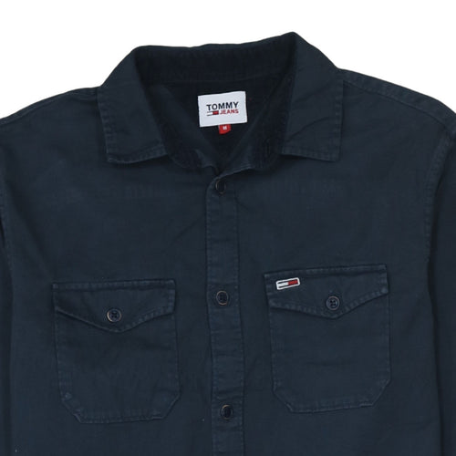 Tommy Jeans Men's Blue Cotton Long Sleeve Button-Up Shirt M