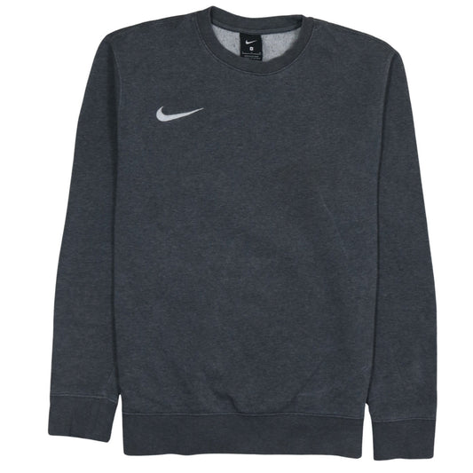 Nike Men's Grey Small Crew Neck Fleece Logo Sweatshirt
