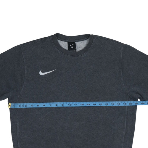 Nike Men's Grey Small Crew Neck Fleece Logo Sweatshirt
