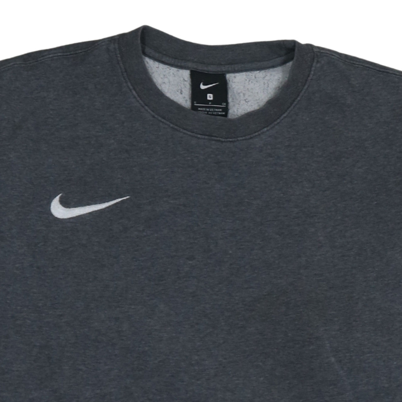 Nike Men's Grey Small Crew Neck Fleece Logo Sweatshirt