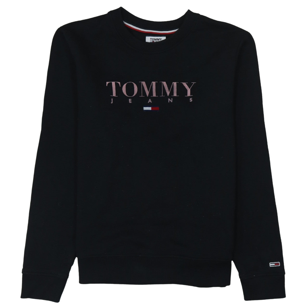 Tommy Jeans Mens Black Embroidered Logo Sweatshirt Size M