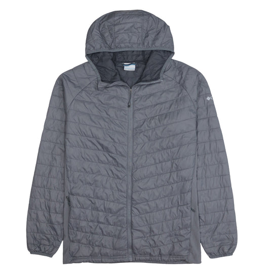 Columbia Mens Grey Hooded Puffer Jacket L Lightweight Outdoor